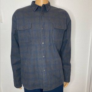 Linksoul Gunmetal Flannel Men’s Size M Gray Plaid Long Sleeve Snap Shirt Jacket